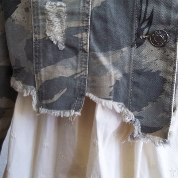 POL Distressed Camo Cheetah Print Denim Jacket S - Picture 12 of 16